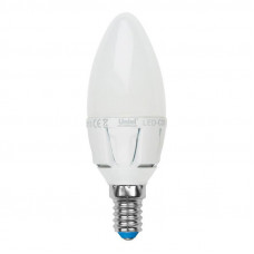 Лампа светодиодная диммируемая Uniel E14 6W 3000K матовая LED-C37-6W/WW/E14/FR/DIM PLP01WH UL-00000690